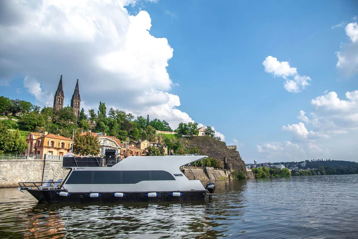 Prague: 3-Hr Private Boat Cruise with Unlimited Beer or Prosecco Boat ONE with Vysehrad Castle