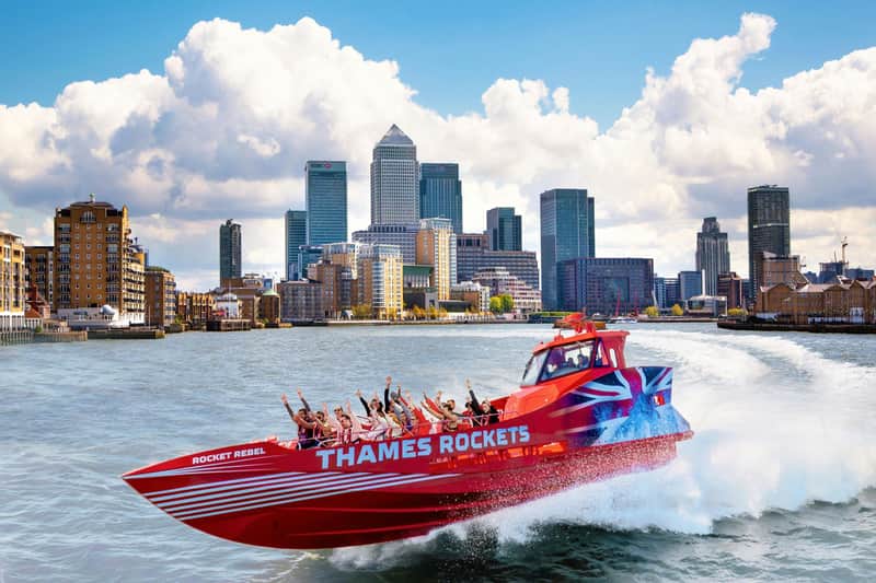 Londen: Rondleiding met een speedboot onder begeleiding door Thames Rockets